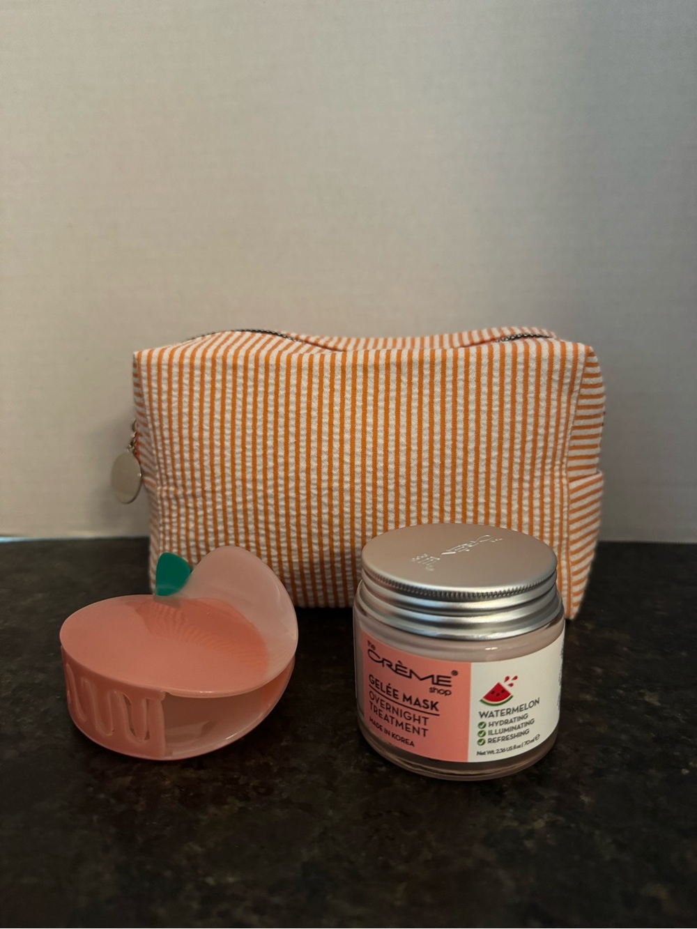 Watermelon Gelée Overnight Mask + Peach Cosmetic Pouch + Claw Clip